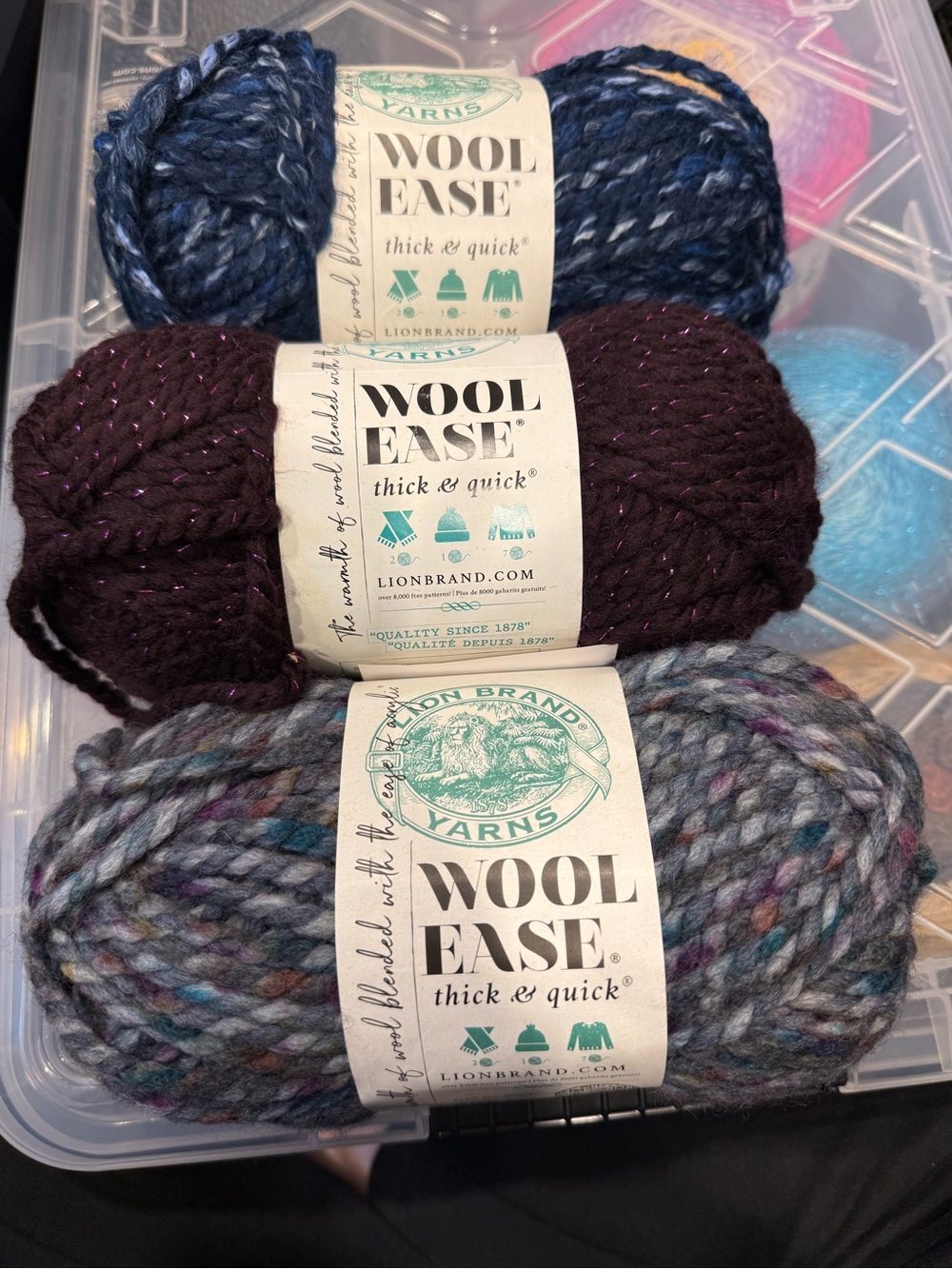 Lion Brand Wool-Ease Thick and Quick yarn bundle- 3 skeins